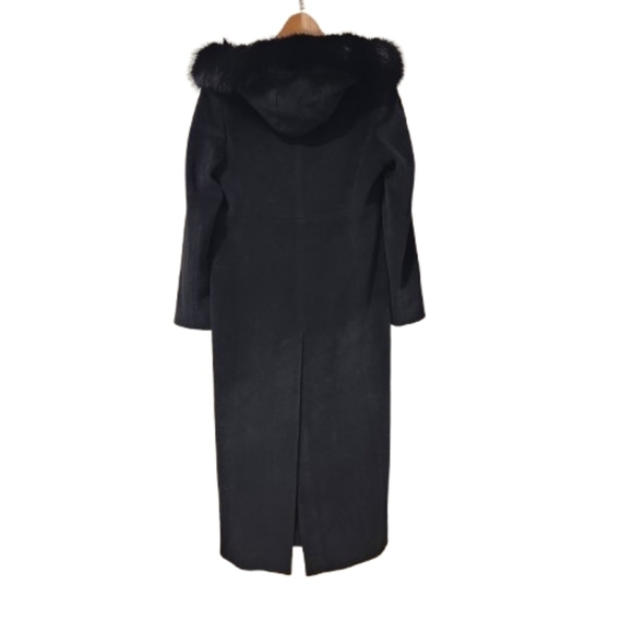 Calvin Klein,Vintage,Maxi Coat, Angora Blend,Black Genuine Fox Fur, Womens M - Picture 8 of 9